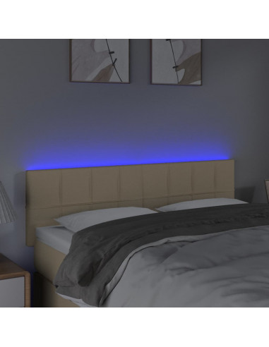 Testiera a LED Crema 144x5x78/88 cm in Tessuto
