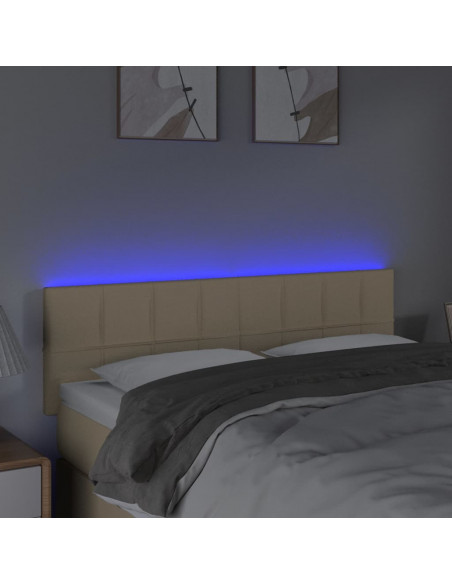 Testiera a LED Crema 144x5x78/88 cm in Tessuto