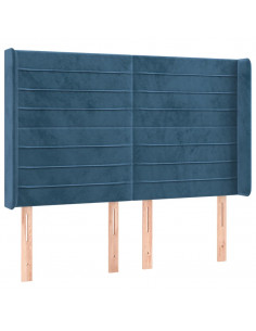 Testiera ad Orecchio Blu Scuro 147x16x118/128 cm in Velluto 2