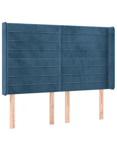 Testiera ad Orecchio Blu Scuro 147x16x118/128 cm in Velluto