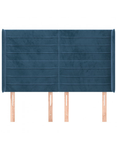 Testiera ad Orecchio Blu Scuro 147x16x118/128 cm in Velluto