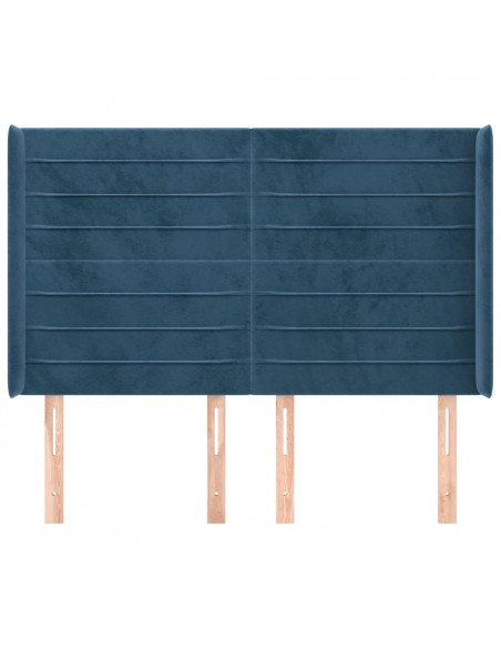 Testiera ad Orecchio Blu Scuro 147x16x118/128 cm in Velluto