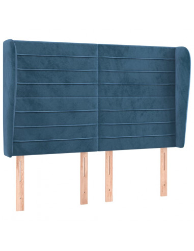 Testiera ad Orecchio Blu Scuro 147x23x118/128cm in Velluto