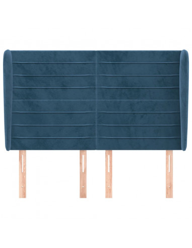 Testiera ad Orecchio Blu Scuro 147x23x118/128cm in Velluto