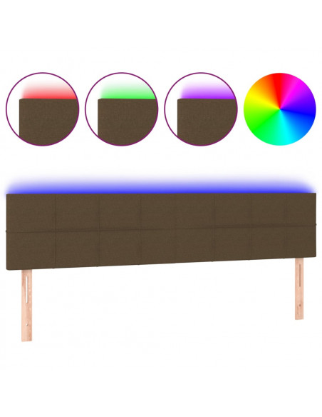 Testiera a LED Marrone Scuro 180x5x78/88 cm in Tessuto