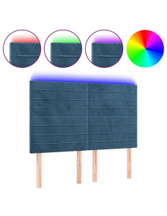 Testiera a LED Blu Scuro 144x5x118/128 cm in Velluto 2