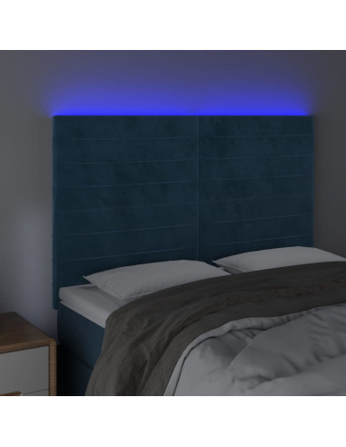 Testiera a LED Blu Scuro 144x5x118/128 cm in Velluto