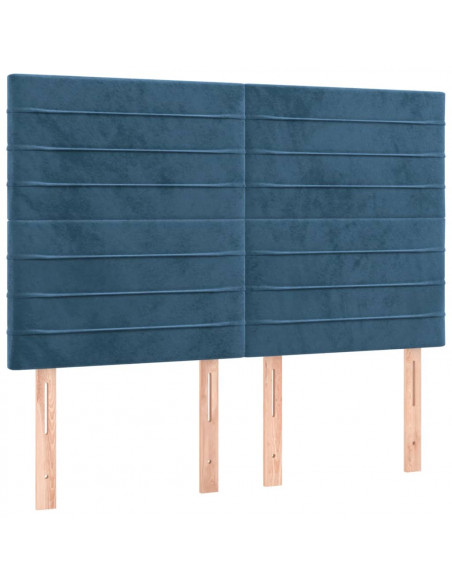 Testiera a LED Blu Scuro 144x5x118/128 cm in Velluto