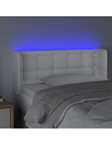 Testiera a LED Bianca 93x16x78/88 cm in Similpelle