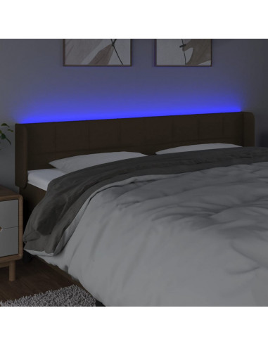 Testiera a LED Marrone Scuro 183x16x78/88 cm in Tessuto