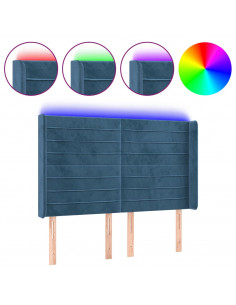 Testiera a LED Blu Scuro 147x16x118/128 cm in Velluto 2