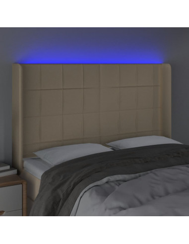 Testiera a LED Crema 147x16x118/128 cm in Tessuto