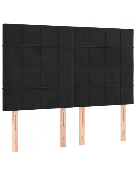 Testiere 4 pz Nere 72x5x78/88 cm in Velluto