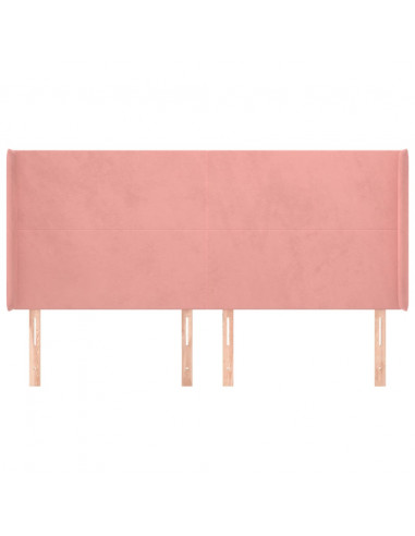 Testiera ad Orecchio Rosa 183x16x118/128 cm in Velluto