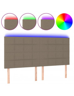 Testiera a LED Tortora 180x5x118/128 cm in Tessuto 2