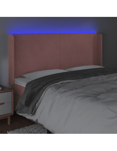 Testiera a LED rosa 183x16x118/128 cm in Velluto