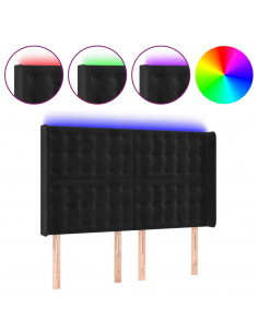 Testiera a LED Nera 147x16x118/128 cm in Velluto 2