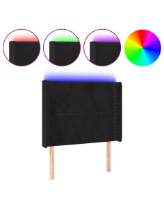 Testiera a LED nero 93x16x118/128 cm in Velluto 2