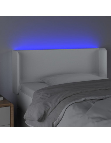 Testiera a LED Bianca 93x16x78/88 cm in Similpelle