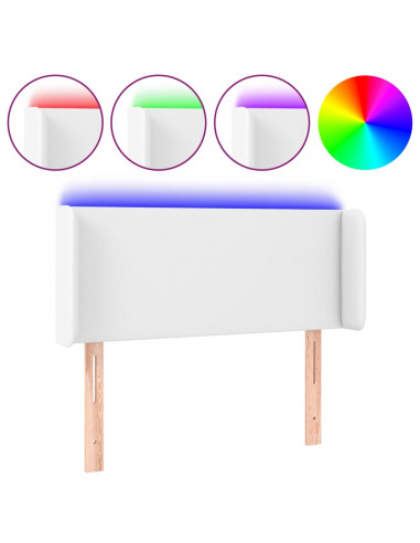 Testiera a LED Bianca 83x16x78/88 cm in Similpelle