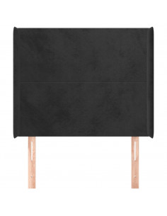 Testiera ad Orecchio Nera 83x16x118/128 cm in Velluto 2
