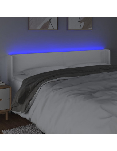 Testiera a LED Bianca 163x16x78/88 cm in Similpelle