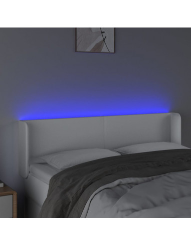 Testiera a LED Bianca 147x16x78/88 cm in Similpelle