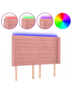 Testiera a LED rosa 147x16x118/128 cm in Velluto 2