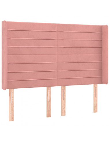 Testiera a LED rosa 147x16x118/128 cm in Velluto