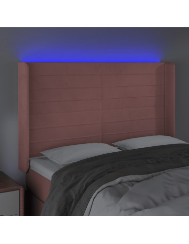 Testiera a LED rosa 147x16x118/128 cm in Velluto