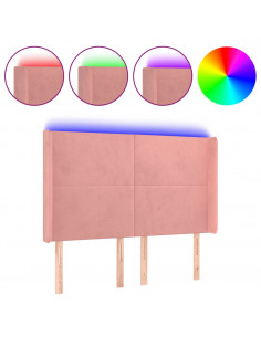 Testiera a LED rosa 147x16x118/128 cm in Velluto 2