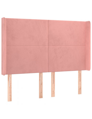 Testiera a LED rosa 147x16x118/128 cm in Velluto
