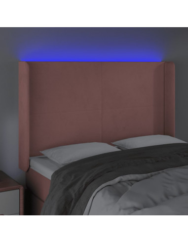 Testiera a LED rosa 147x16x118/128 cm in Velluto