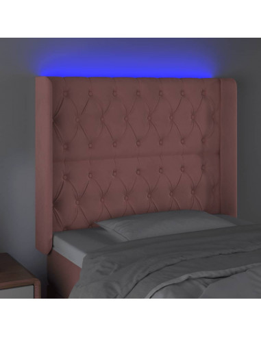 Testiera a LED rosa 103x16x118/128 cm in Velluto