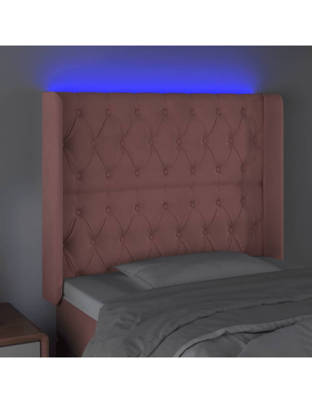 Testiera a LED rosa 103x16x118/128 cm in Velluto