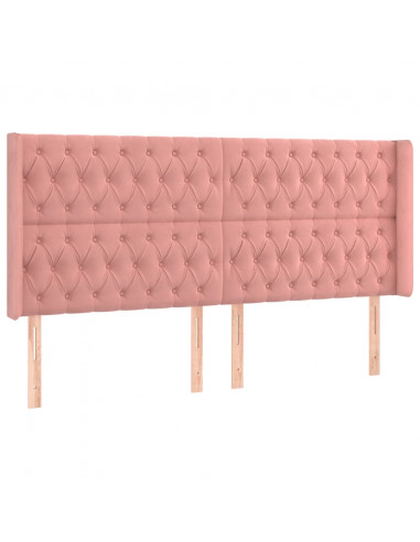 Testiera ad Orecchio Rosa 203x16x118/128 cm in Velluto