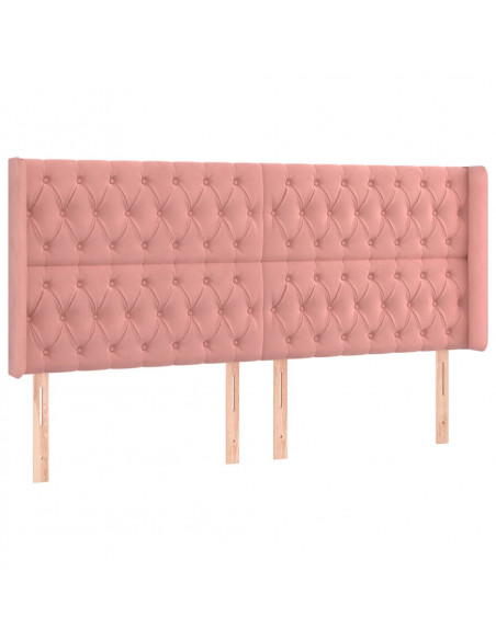 Testiera ad Orecchio Rosa 203x16x118/128 cm in Velluto
