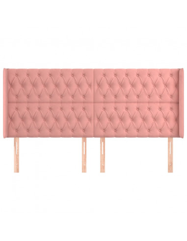 Testiera ad Orecchio Rosa 203x16x118/128 cm in Velluto