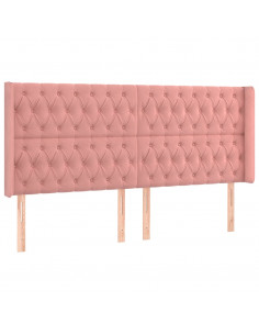 Testiera ad Orecchio Rosa 183x16x118/128 cm in Velluto 2