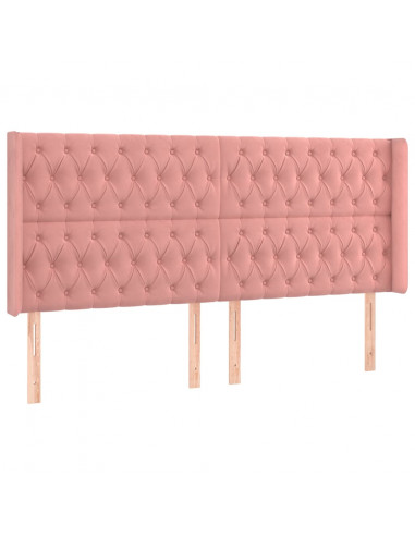 Testiera ad Orecchio Rosa 183x16x118/128 cm in Velluto