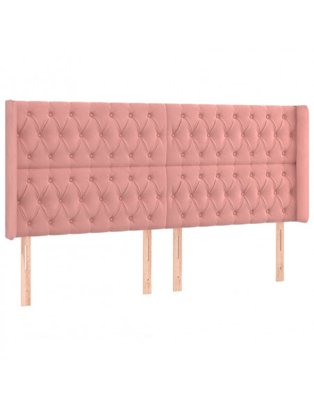 Testiera ad Orecchio Rosa 183x16x118/128 cm in Velluto