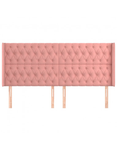 Testiera ad Orecchio Rosa 183x16x118/128 cm in Velluto