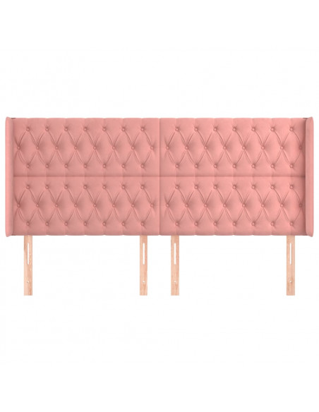 Testiera ad Orecchio Rosa 183x16x118/128 cm in Velluto