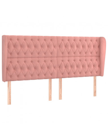 Testiera ad Orecchio Rosa 183x23x118/128 cm in Velluto