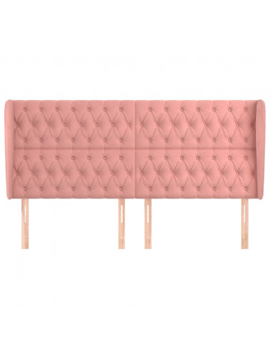 Testiera ad Orecchio Rosa 183x23x118/128 cm in Velluto