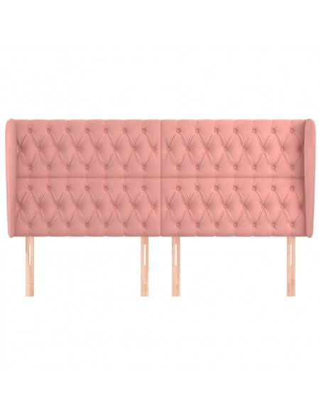 Testiera ad Orecchio Rosa 183x23x118/128 cm in Velluto