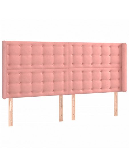 Testiera ad Orecchio Rosa 203x16x118/128 cm in Velluto