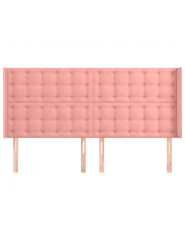 Testiera ad Orecchio Rosa 203x16x118/128 cm in Velluto