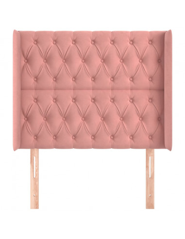 Testiera ad Orecchio Nera 93x16x118/128 cm in Velluto