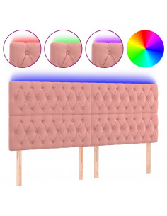 Testiera a LED Rosa 180x7x118/128 cm in Velluto 2